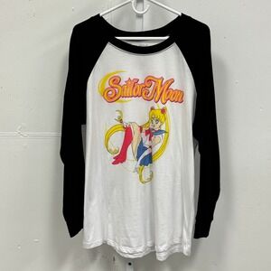 Torrid x Sailor Moon 3X Raglan Long Sleeve Shirt Anime Graphic Tee White Black